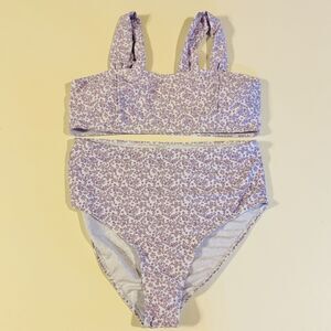 Shein Women's 2 Piece Bikini Set Ditsy Floral Print High Cut Swim Suit Beachwear